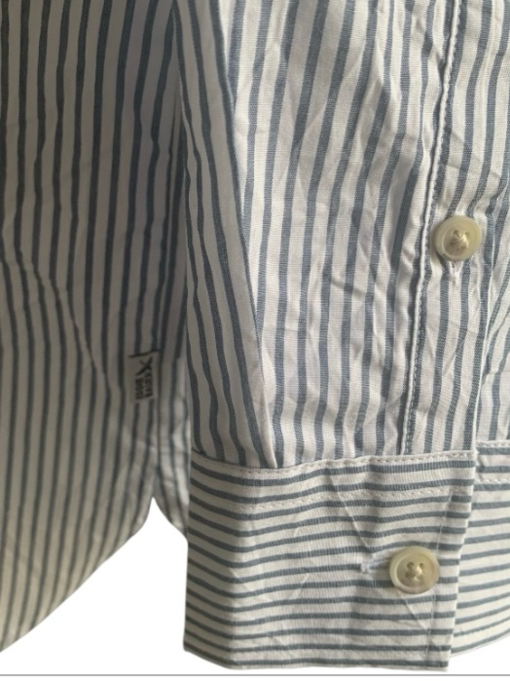 🆕 Eddie Bauer Shirt Crinkle Cotton Button up White Pale Blue Pinstripe 2XL - Picture 9 of 13